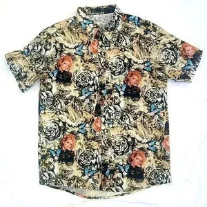 Men’s Floral Button Up Short Sleeve Shirt